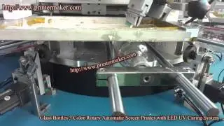 Glass Bottle 3 Color Rotary Automatic Screen Printing Machine with LED UV Curing System