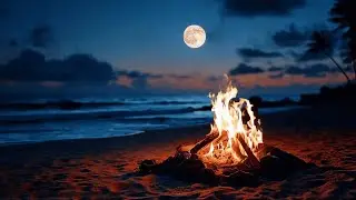 Peaceful Full Moon Night on the Beach with Soothing Ocean Sounds | ASMR for Sleep & Relaxation