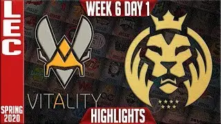 VIT vs MAD Highlights | LEC Spring 2020 W6D1 | Vitality vs MAD Lions