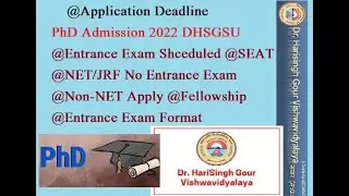 Apply PhD 2022 DHSGSU ! Non-NET Apply ! Fellowship All Student ! NET-JRF Exempted ! Entrance Exam