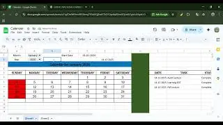 Google sheet calender #excel #productivity 