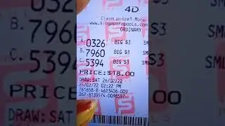 4D WINNING NUMBERS  YESTERDAY Saturday draw (26/2/22)...SgPools