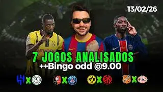 PALPITES E APOSTAS DE FUTEBOL PARA HOJE 13 02 2026 + BILHETE PRONTO (SEXTA-FEIRA)