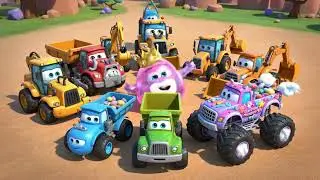 Trucks Build a Castle & Learn Shapes! | Adventure Diggers | Candy Kingdom | Excavator, Monster Truck