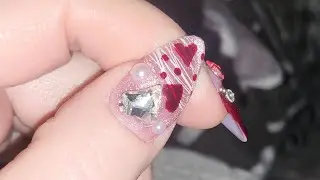 Day 5 of 14, easy Valentine's Day nails (full hand) #nailinspo #nailinspo2026 #diynails 