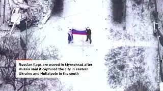 Drone footage shows Russian flags waved in Ukraine's Myrnohrad | REUTERS