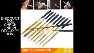 Mini Needle Diamond Files Set 10PCS 3x140/4x160/5x180mm for Jewelers Diamond Carving Metal Glass and