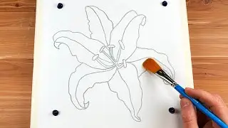 Figurative Lily Flower/ Abstract Painting Only One Color / Violet Acrylic / Daily Art Therapy #60