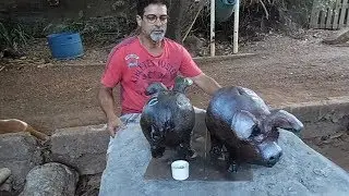 Como fazer cofre tipo porquinho de cimento e areia