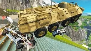Stair Jump Down Police Roadblocks Car Crashes BeamNG.drive