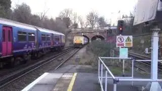 319426 in special Thameslink livery arriving at Denmark Hill