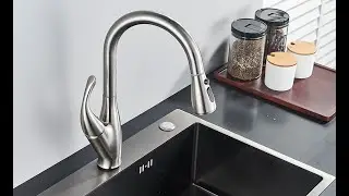 Best Single Lever Kitchen Sink Mixer 360&deg; Pull-Down Sprayer Kitchen Faucet, Brushed Finish