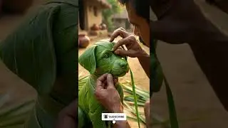 Making a Puppy Statue from Green Coconut Tree Leaves  Amazing Village Handmade Art
