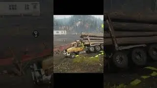 SNOWRUNNER Crash - CAT Truck Crash Fail | #shorts #snowrunner #mudrunner #cat  #truck #crash