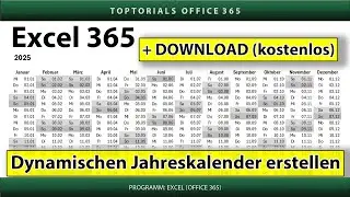 Dynamischen Jahreskalender erstellen ganz einfach + DOWNLOAD | Excel 365 Tutorial