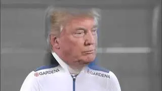 Donald Trump tries speed skating