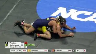 2018 NCAA Wrestling 174lbs: Myles Amine (Michigan) tech fall Forrest Przybysz (Appalachian State)