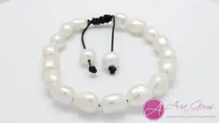 White Freshwater Pearl Bracelet - BCBF18133-1