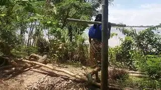 Cambodia Fishing and Catch Eel in River By Fishing Poirits With Beautiful Girl Catch Eel in Cambodia