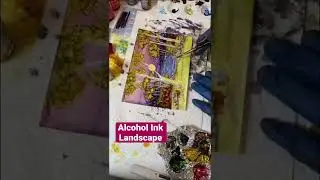 Alcohol ink landscape painting.