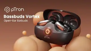 pTron Bassbuds Vortex | Open-Ear Clip Earbuds w/ SafeBeats Design, 50Hrs Playtime & Dual HD Mics