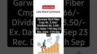 Garware Tech Fiber Dividend Announced #stockmarket #nifty #banknifty #niftytrading #trading #stock
