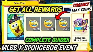 FULL GUIDE!! HOW GET MAX COINS FASTER FOR FREE SPONGEBOB SKIN + ALL REWARDS! - MLBB