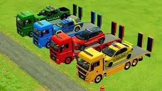 TRANSPORTING COLORED POLICE CARS AND TOW TRUCK! - FS22, FS 22, FARMING SIMULATOR 22, FS22 POLICE CAR