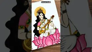 Saraswati Maa Drawing 🌸 Sharda Mata Painting #drawing #saraswatimataa #shorts #art #painting