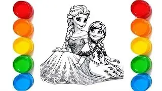 How to Draw Elsa and Anna from Frozen | Frozen Coloring Pages | Disney Princess Drawing Step by Step