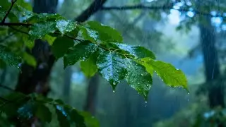 LIVE 🔴 Heavy Rain Sounds | Forest Downpour: Soothing Rain & Rustling Leaves