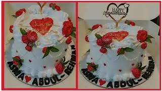 Simple Anniversary cake design/Anniversary Couple Cake design/Anniversary Cake#anniversarycake#viral