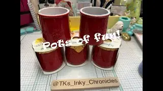 Pots of Fun! la fermiere Yogurt containers for ink/watercolor swatching.