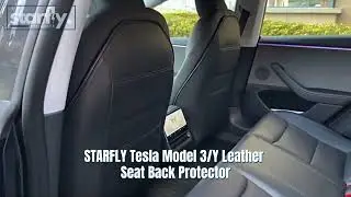Tesla Model 3/Y Leather Seat Back Kick Protector Backseat Mats for Kids Dual-Level Extra Organizer