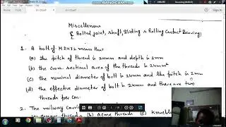 Bolts,Shaft,sliding and rolling contact bearing (Q1)(Machine design Gate Practice Questions)