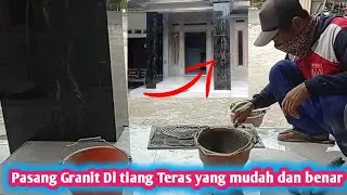Cara Pasang Granit Di Tiang Teras#trending #viralvideo #viralvideos