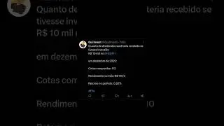QUANTO RENDE 10 MIL NO HGFF11 #fiis #investimentos