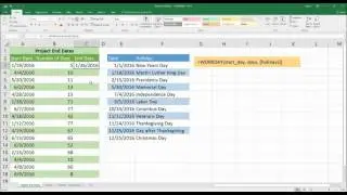 Project End Dates - =WORKDAY