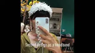 BJ471 Handmade Pearls Big Wedding Crown