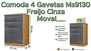 Comoda 4 Gavetas Ms9130 Freijo Cinza Moval#montagem #comoda #passofundo