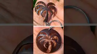 😲🌴PALM tree🌴keychain handmade #coconutshellcraft #crafts #natural #handcrafted #coconut #jewelersaw