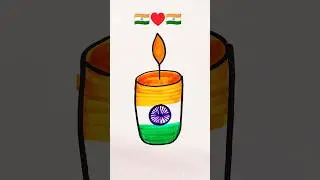 🕯️ Candle with Indian Flag 🇮🇳| Kids Art #shorts #trending #republicday #youtubeshorts #art