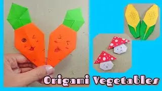 Origami || Easy Origami Vegetables, Cute Carrot Origami, Cute Mushroom Origami, Cute Corn Origami