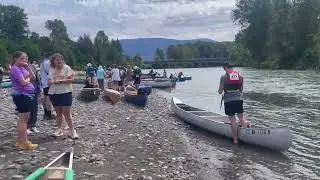 Canoeists launch in the Nooksack River | Ski to Sea 2025