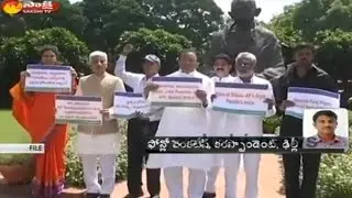 YSRCP MPs Continue Protests in Parliament Gandhi Statue Over AP Special Status