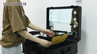 LORVAIN 24 inch Makeup Train Case with Lighted Mirror Bluetooth