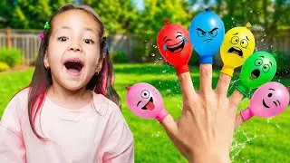 Dan & Ayla Play Filling Water in Balloons Daddy Finger Nursery Rhymes | Learn Colors With Balloons