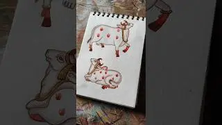 Pichwai Painting Motifs Part : 5 How to Paint Cow #trendingshorts #youtubeshorts #art #artist