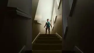 jumping down six steps on stairs