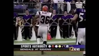 Brandon Bennett scores a kick off return touchdown against the Ravens in 2002